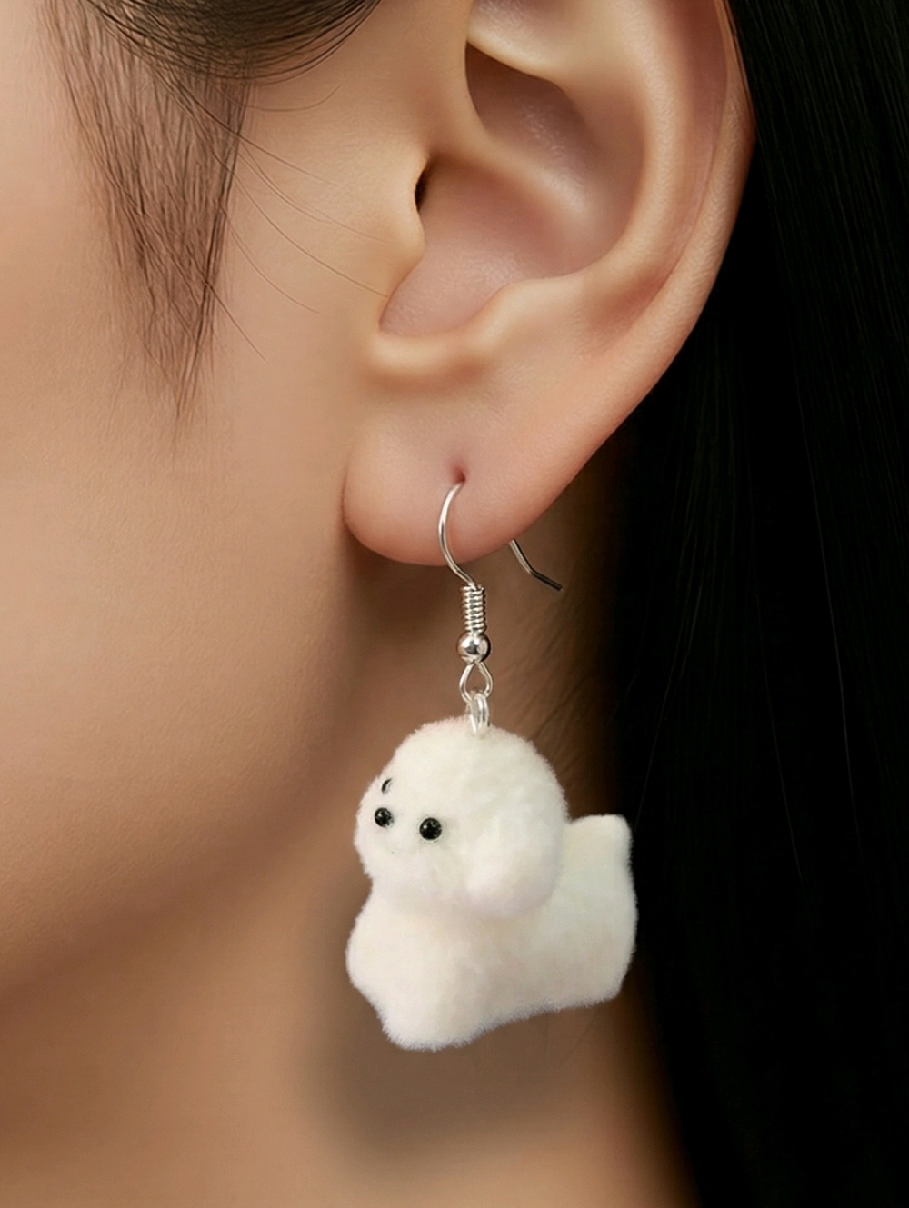 Bichon Frise Puppy Earrings Fluffy White Dog Dangle Cute Pom Whimsical Pet Gift